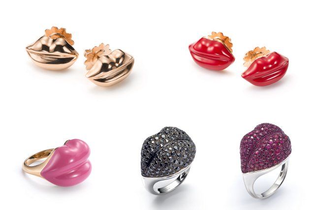 Mattioli Lips rings in colored gold