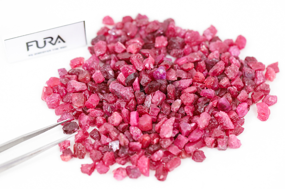 Close-up of FURA Gems ruby precious colored gemstone