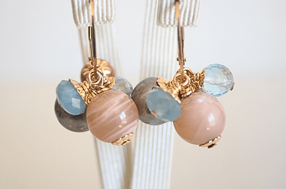 Selection of handmade Jewels by Marthje earrings in various colors and stone combinations