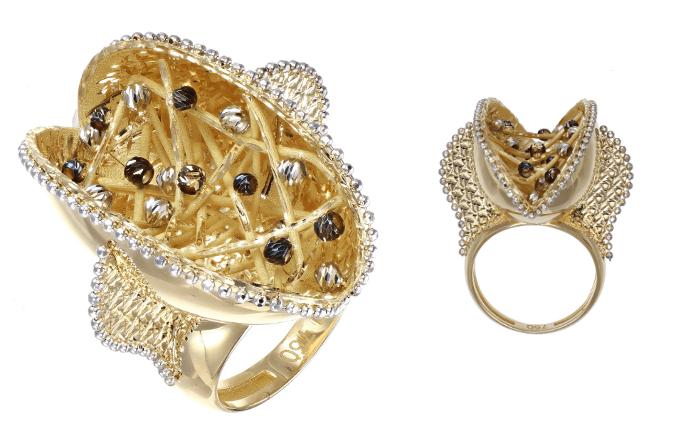 Falsini Art gold ring at OroArezzo jewelry trade show